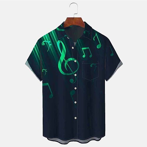 

Homme Chemise Chemise hawaïenne Imprimés Photos Remarques Col rabattu Vert Extérieur Plein Air Manches courtes Bouton bas Imprimer Vêtement Tenue Tropique Mode Hawaïen Design