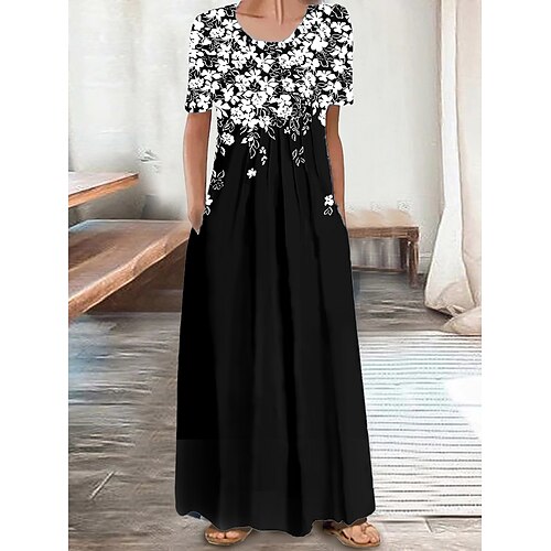 

Per donna Abito lungo Abito lungo Abito casual Prendisole Abito linea A Floreale Color Block Romantico Moderno Per eventi Spiaggia Fine settimana Increspato Tasche Manica corta Girocollo Vestito