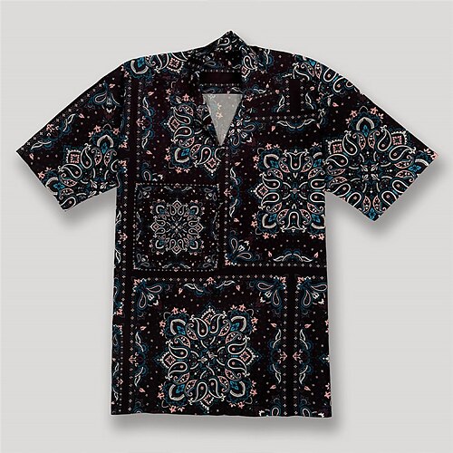 

Men's Shirt Floral Graphic Prints Vintage Turndown Black Street Casual Short Sleeves Button-Down Print Clothing Apparel Vintage Fashion Streetwear Designer