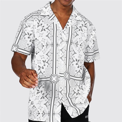 

Homens Camisa Social Camisa havaiana Floral Estampas Abstratas Vintage colar cubano Branco Amarelo Azul Roxo Verde Casual Feriado Manga Curta Botão para baixo Imprimir Roupa Esportes Moda Roupa de