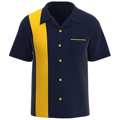 

Per uomo Camicia Camicia da bowling Camicia con bottoni Camicia estiva Maglietta informale Bianco Giallo Verde chiaro Rosso Blu reale Maniche corte A strisce Bavero Strada Da mare Tasche Abbigliamento