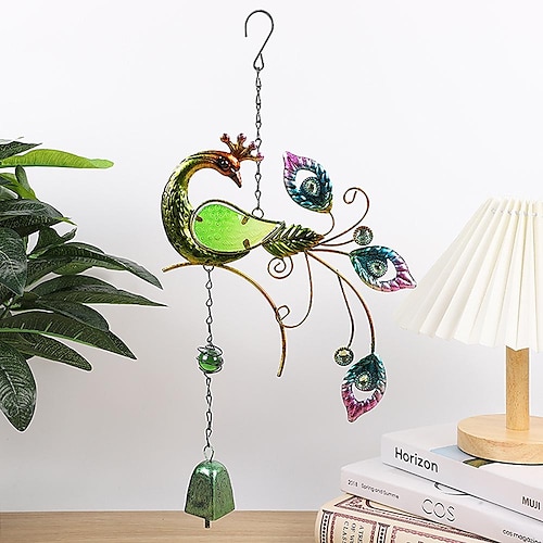 

Pfau Windspiel kreatives Metall Windspiel hängendes Glas bemalt Garten Balkon Anhänger Fabrik Spot grenzüberschreitende Lieferung