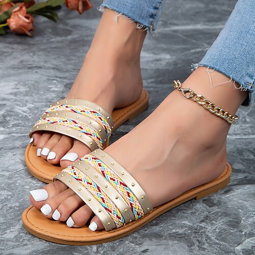 

Per donna Pantofole Pantofole da esterno Piatto Occhio di pernice Informale Cuoio Mocassino Color Block Cachi