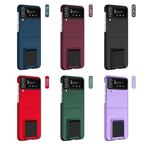

teléfono Funda Para Samsung galaxia Funda Trasera Z Flip 4 Z Flip 3 con Soporte Antipolvo Antigolpes Color sólido ordenador personal