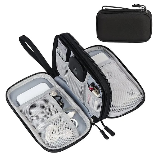 

Organisateur électronique, pochette de sac organisateur de câble de voyage accessoires électroniques étui de transport portable étanche double couche sac de rangement tout-en-un pour câble, cordon, chargeur