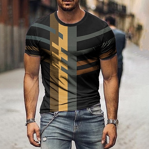 

Herre T-shirt T-Shirts Grafisk Farveblok Rund hals Tøj 3D-udskrivning udendørs Afslappet Kortærmet Trykt mønster Mode Designer Årgang