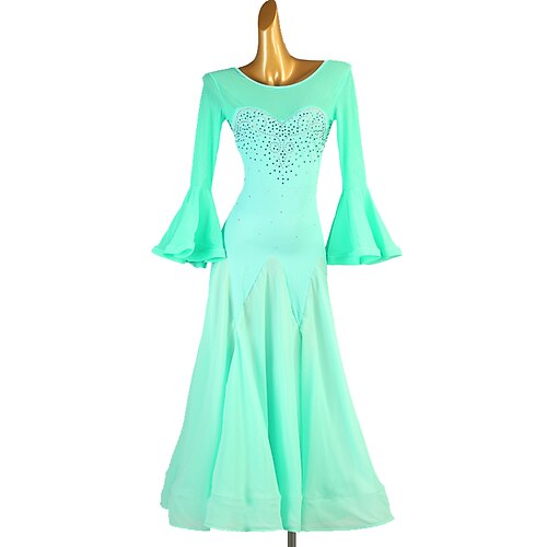 

Balli da sala Abito Con diamantini A fantasia Per donna Prestazioni Addestramento Manica lunga Chiffon Retato Elastene