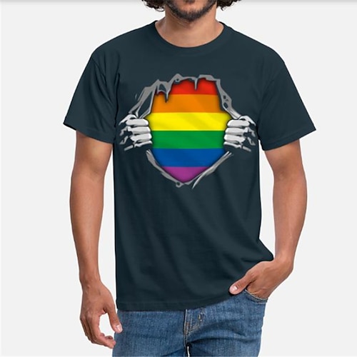 

Herre T-shirt T-Shirts Grafisk Regnbue hænder Rund hals Tøj 3D-udskrivning udendørs Afslappet Kortærmet Trykt mønster Mode Designer Årgang