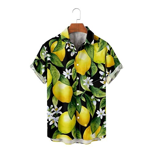 

Hombre Camisa camisa hawaiana Limón Estampados Cuello Vuelto Verde Trébol Calle Casual Mangas cortas Abotonar Estampado Ropa Vintage Moda Ropa de calle Design