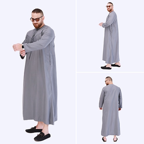 

arabe musulman Adultes Homme Religieux Arabe saoudien Peignoir Thobé / Jubba Pour Polyester Ramadan Collant / Combinaison