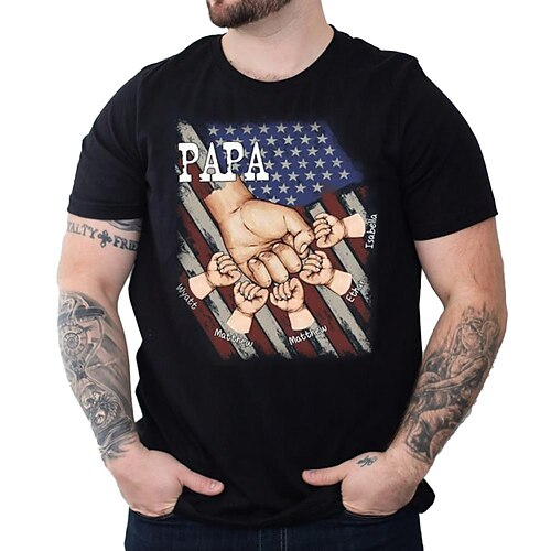 

Herre T-shirt Grafisk hænder Nationalflag Rund hals Tøj 3D-udskrivning udendørs Daglig Kortærmet Trykt mønster Mode Designer Årgang