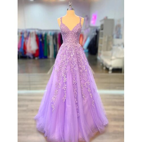 

Linea-A Abiti da ballo Maxi Vestito Formale Strascico di corte Senza maniche Con bretelline Chiffon elasticizzato con Con applique Fiore dell'ombra 2023