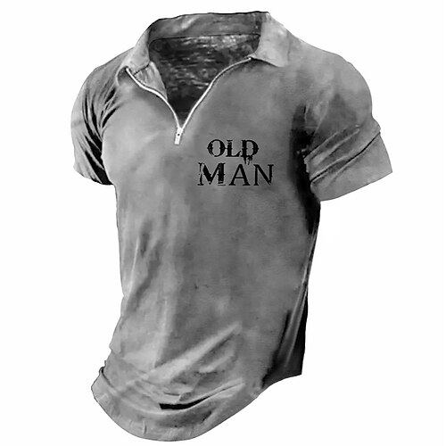 

Herre Zip Polo POLO T-skjorte Golf skjorte Bokstaver Grafiske trykk Aftæpning Kakifarget Grå utendørs Gate Kort Erme Glidelås Trykt mønster Klær Mote Designer Fritid Pustende