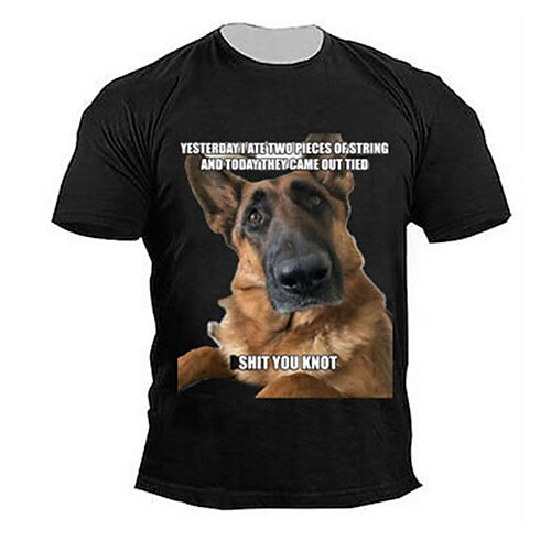 

Herre T skjorte T-skjorter Grafisk Hund Crew-hals Klær 3D-utskrift utendørs Avslappet Kortermet Trykt mønster Årgang Mote