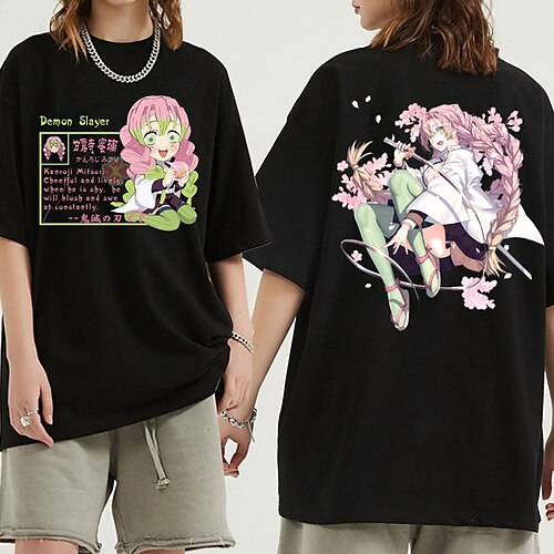 

Matador de Demônios: Kimetsu no Yaiba Kanroji Mitsuri Japonesa/Curta Anime Arte Gráfica Camiseta Para Homens Mulheres Unisexo Adulto Hot Stamping 100% algodão Casual / Diário