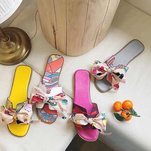 

Per donna Pantofole Sandali piatti Giornaliero Colletto di pelliccia Fiocco Piatto Occhio di pernice minimalismo Footing Di pelle Mocassino Color Block Giallo Pesca Arcobaleno