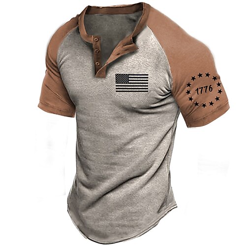 

Per uomo Camicia Henley Magliette Pop art Color Block Bandiera Henley Abbigliamento Stampa 3D Esterno Informale Manica corta Collage Bottone giù Di tendenza Originale Comodo