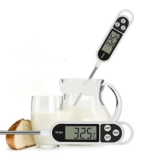 

1 thermomètre à bonbons pour aliments à la viande, thermomètre à lecture instantanée à sonde, thermomètre à cuisson numérique pour barbecue avec longue sonde pour liquides, lait de porc, yogourt,