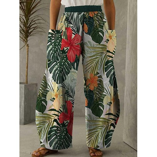 

Per donna A zampa Pantaloni Nero Bianco Verde Di tendenza Per eventi Fine settimana Tasche laterali A zampa Lunghezza intera Comfort Floreale S M L XL 2XL