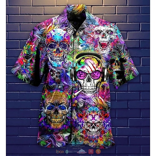 

Homme Chemise Chemise hawaïenne Imprimés Photos Musique Hippie Collier cubain Blanche Noir / Vert Jaune Vert Claire Noir / Violet Casual Hawaïen Manche Courte Bouton bas Imprimer Vêtement Tenue