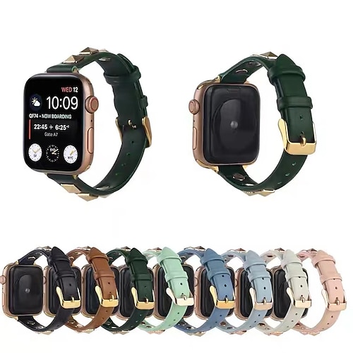 

Lederband Kompatibel mit Apple Watch Armband 38mm 40mm 41mm 42mm 44mm 45mm 49mm Damen Herren Metallverschluss Echtes Leder Ersatzarmband für iwatch Serie Ultra 8 7 6 5 4 3 2 1 SE