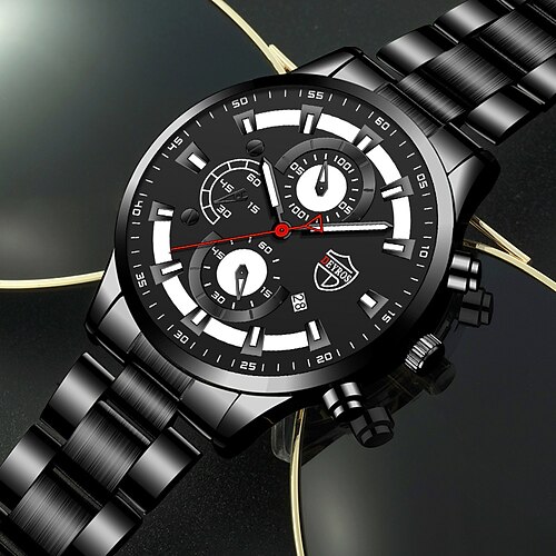 

DEYROS Brand Men's Watch Fashion Stainless Steel Calendar Glow Quartz Watch