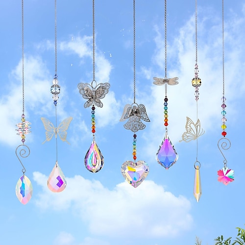 

carillons éoliens prismes solaires en cristal lustre en verre colibri solaire hibou carillons éoliens arc-en-ciel chasseur suspendu receveur rideau pendentif décoration carillons éoliens pour l'extérieur