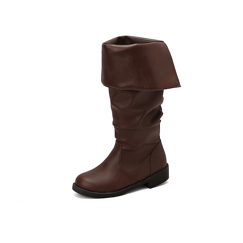 

Mujer Botas Botas de Equitación Exterior Diario Botas altas con entrepierna Tacón Bajo Dedo redondo Casual Zapatos de Paseo Cuero PU Mocasín Color sólido Morrón Oscuro Negro