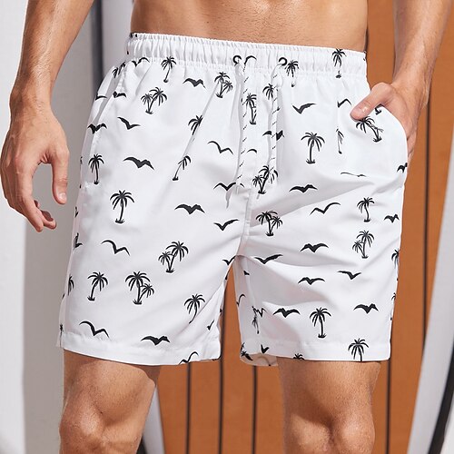 

Herre Surf shorts Badeshorts Sommer shorts Strandshorts Snørelukning med mesh-for Elastisk Talje Kokos palme Grafiske tryk Hurtigtørrende Korte Afslappet Daglig Ferie Boheme Hawaiiansk Sort Hvid