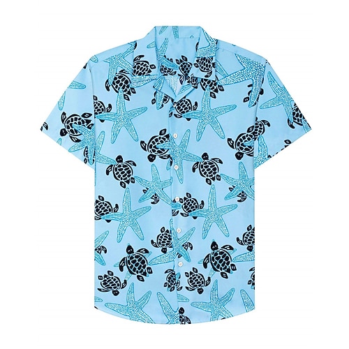 

Herren Hemd Hawaiihemd Sommerhemd Grafik-Drucke Seestern Schildkröten Kubanisches Halsband Blau Casual Hawaiianisch Kurzarm Button-Down Bedruckt Bekleidung Sport Modisch Strassenmode Designer