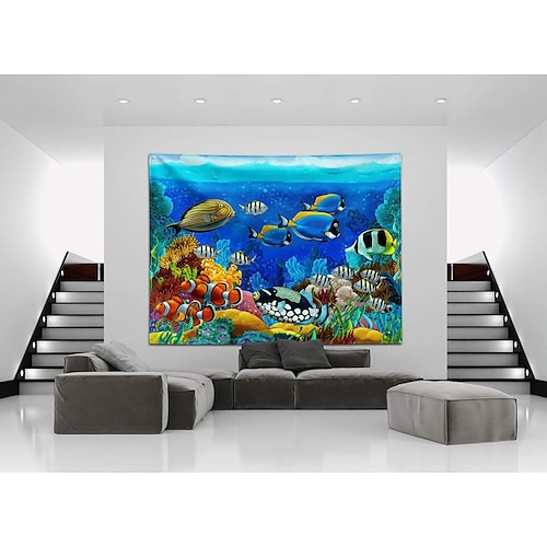 

peixe mundo submarino tapeçaria pendurado arte da parede grande tapeçaria mural decoração fotografia pano de fundo cobertor cortina casa quarto sala de estar decoração