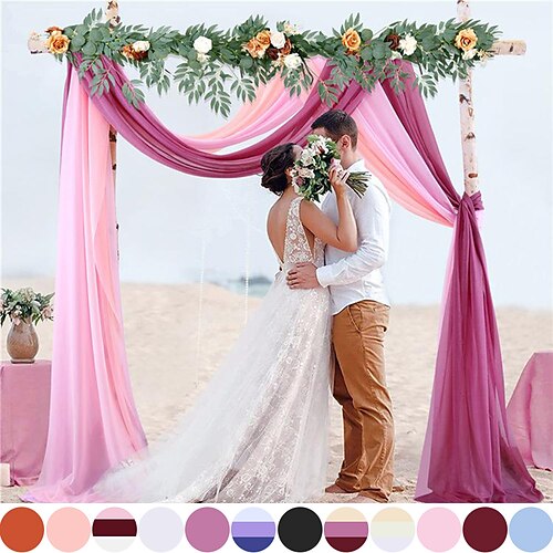 

White Wedding Arch Drapes Chiffon Fabric Drapery Sheer Backdrop Curtains for Party Ceremony Arch Stage Decorations