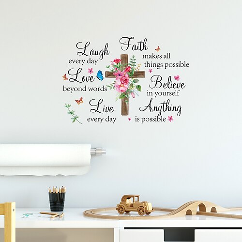 

decoração de casa coloer flor provérbios fé amor/momentos felizes/confiança na/força dignidade pasta de parede família sala de estar sala de jantar quarto estudo 28.5x90cm 1 folha