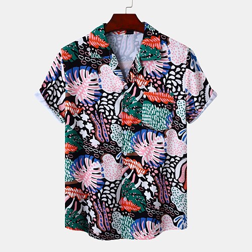 

Homens Camisa Social Gráfico Aberto para a Lateral Preto Casual Diário Manga Curta Roupa Tropical