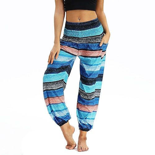 

Per donna Pantaloni da yoga Tasche laterali Harém Yoga Fitness Allenamento in palestra Pantaloni Pop art Bianco e blu Blu pavone Bianco Azzurro Elastene Gli sport Abbigliamento sportivo Morbido