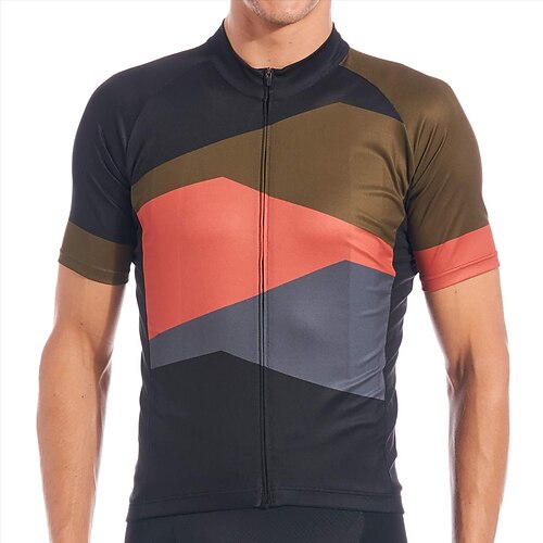 

21Grams Herre Cykeltrøje Kortærmet Cykel Toppe med 3 baglommer Bjerg Cykling Vej Cykling Åndbart Svedtransporende Hurtigtørrende Refleksbånd Gul Blå Orange Geometrisk Polyester Sport Tøj