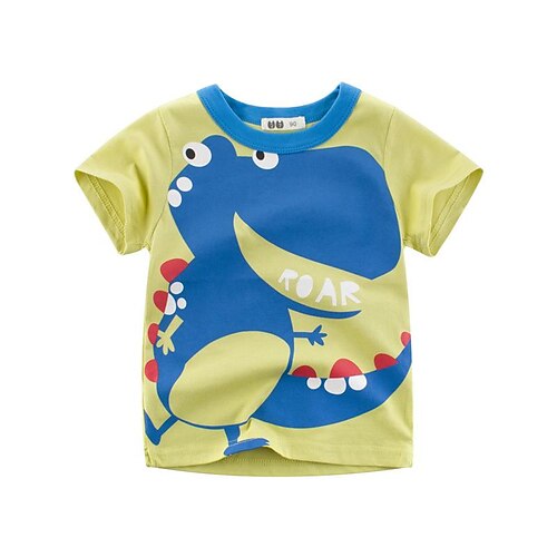 

Bambino Da ragazzo maglietta Tee Animali Cartoni animati Dinosauro Manica corta Girocollo Top bambini Informale Di tendenza Estate Verde chiaro 2-8 anni