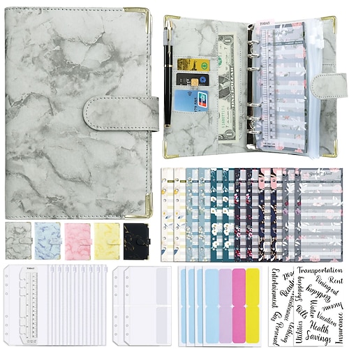 

A6 Binder Budget Book Marble Notebook Leather PU Hand Book Binder Hand Book