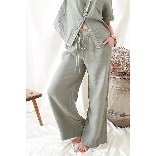 

Per donna A zampa Pantaloni Pantaloni Palazzo Simillino Bianco Grigio Di tendenza Casual / quotidiano Tasche laterali A zampa Lunghezza intera Comfort Liscio S M L XL 2XL