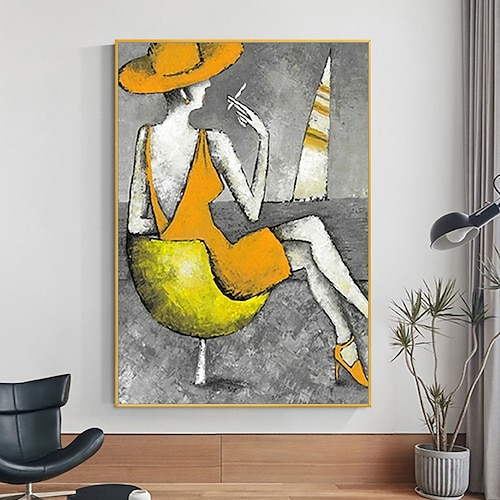 

Mintura Handmade Abstract Fiture Oil Paintings On Canvas Wall Art Decoration Modern Picture For Home Decor Rolled Frameless Unstretched Painting