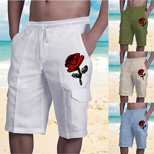 

Homens Calção Shorts de verão Shorts de praia Com Cordão Cintura elástica Bolso multi Gráfico Rosa Respirável Macio Curto Casual Diário Feriado Roupa de rua Designer Branco Azul Micro-Elástica