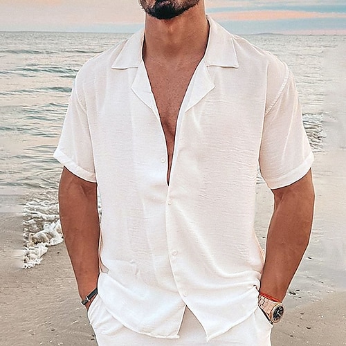 

Per uomo Camicia Camicia con bottoni Camicia estiva Maglietta informale Camicia da spiaggia Bianco Maniche corte Liscio Bavero Strada Da mare Di base Abbigliamento Di tendenza Comodo Hawaiano