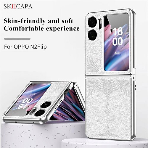 

Oppo Find Leather Embossed Coating Phone Case N2 Cover Electrolysis Shockproof Cover OPPO Find N2 Flip Lens Protective Cover