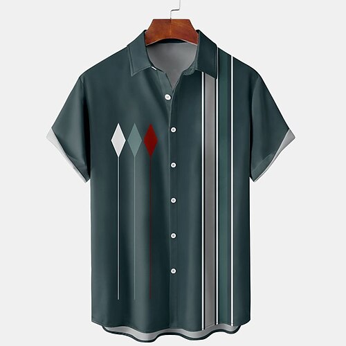 

Per uomo Camicia Camicia da bowling Camicia con bottoni Camicia estiva Maglietta informale Blu marino scuro Rosso Verde Maniche corte A strisce Bavero Strada Da mare Tasche Abbigliamento Di tendenza