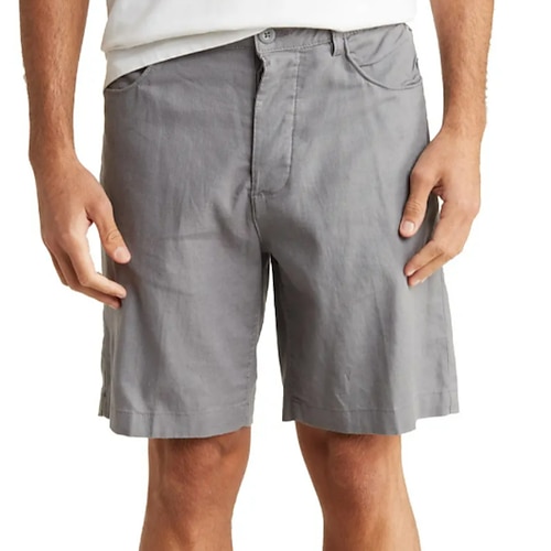 

Homens Calção Shorts de linho Shorts de verão Shorts de praia Bolsos Tecido Conforto Respirável Ao ar livre Diário Para Noite Misto de Algodão e Linho Moda Roupa de rua Azul Marinha Cinzento