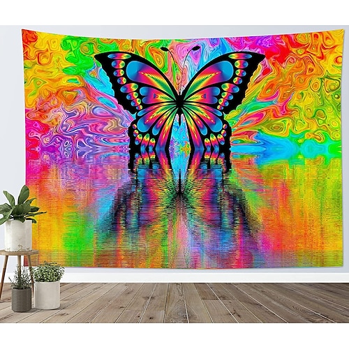 

psychédélique papillon tapisserie tenture coloré papillon mur tapisserie 3d fantaisie hippie trippy tapisserie mur art pour chambre salon dortoir décor à la maison