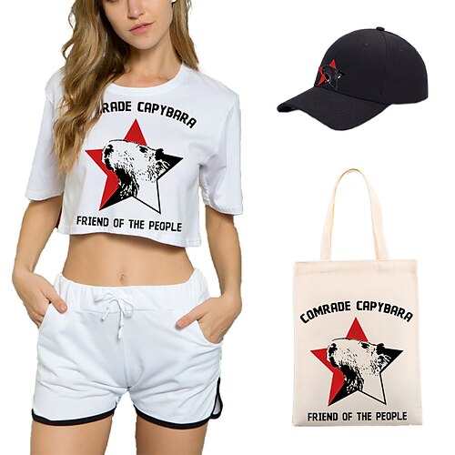 

Animal capivara Japonesa/Curta Calção Boné de Baseball Imprimir Arte Gráfica Bolsa Calções Chapéu Para Mulheres Adulto Hot Stamping 100% Poliéster Casual / Diário