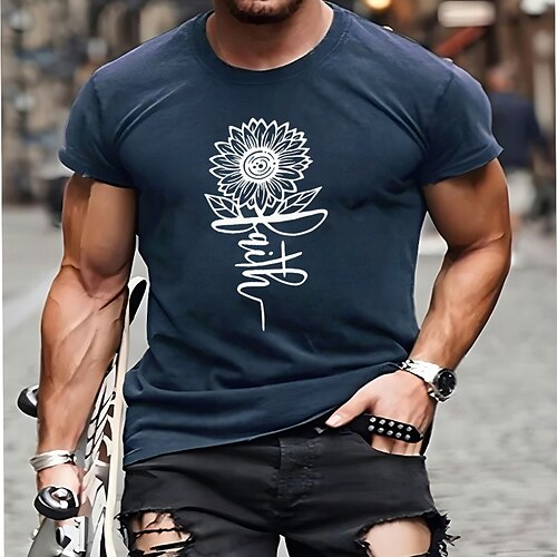 

Herre T-shirt Grafiske T-shirts Cool skjorte Grafiske tryk Mode Blomst / Planter Rund hals Varm Stempling Gade Ferierejse Kort Ærme Trykt mønster Tøj Designer Basale Bekvem