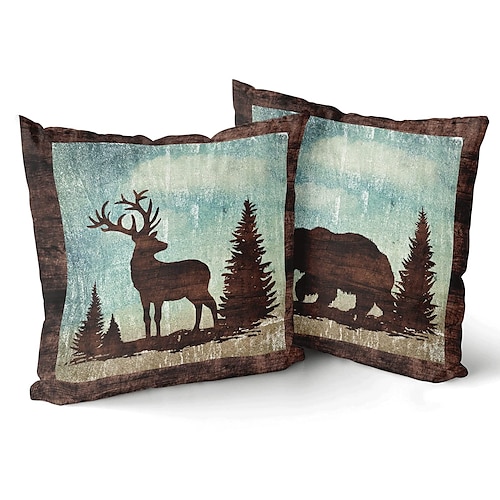 

Fodera per cuscino doppio lato animale da neve vintage 2pc morbida federa decorativa quadrata federa per camera da letto soggiorno divano divano poltrona