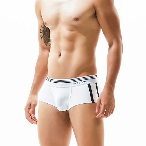 Hombre 1 PC Boxer Slip Estampado Licra Poliéster / Algodón Lavable Cómodo Refranes y citas Tiro Bajo Negro Blanco